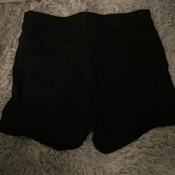Black Distressed Denim Shorts - Picture 2 of 2